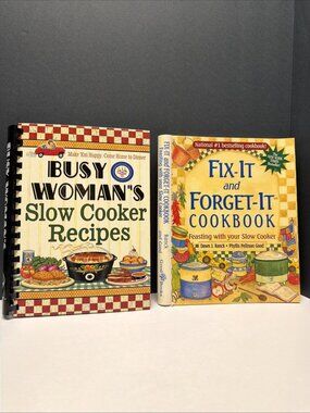 Crock Pot Cookbooks Lot/2 Busy Woman’s Slow Cooker Recipes & Fix-It & Forget It